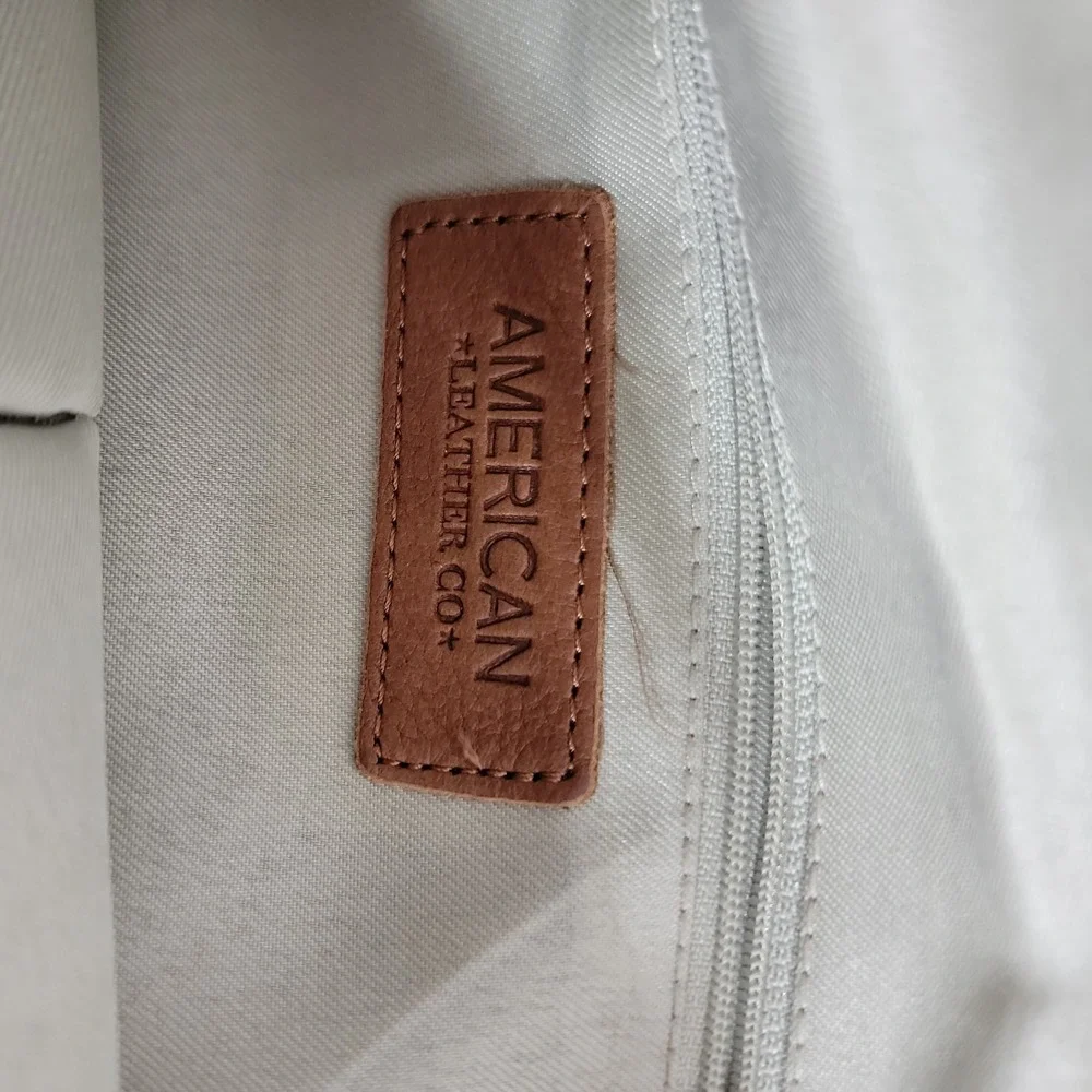 American Leather Co Lenox Triple Entry Satchel Tan Genuine Leather Shoulder Bag